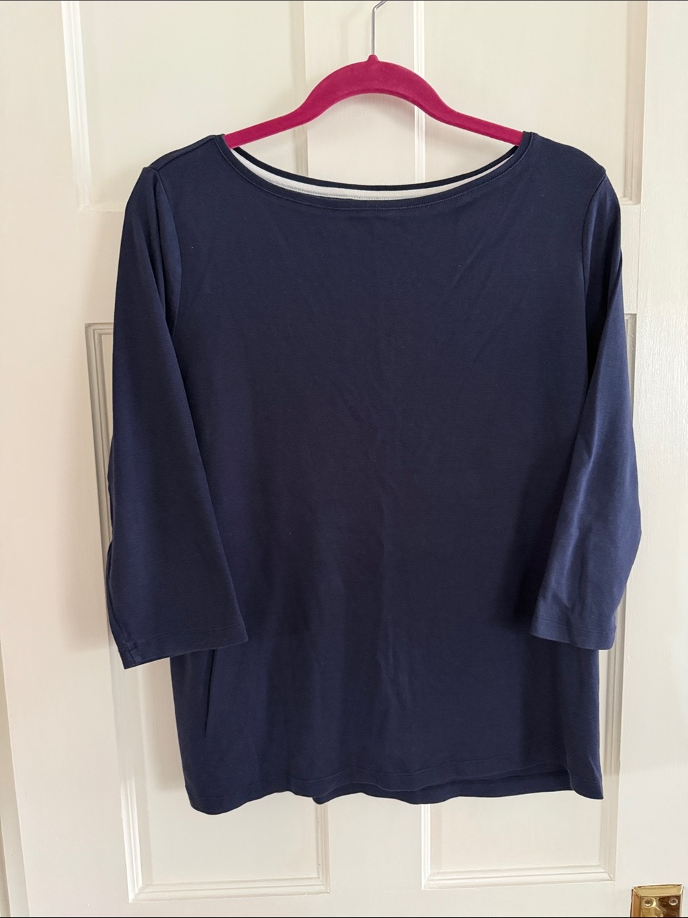 🥿Talbots Plus navy blue boatneck 3/4 sleeve tee. Size 1X.